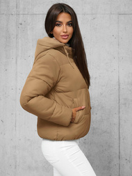 Kurtka zimowa damska pikowana jasno-beżowa OZONEE JS/16M9187/158