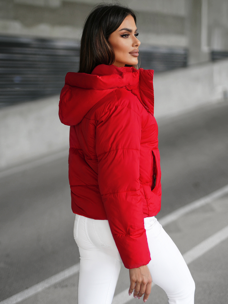 Kurtka zimowa damska pikowana czerwona OZONEE JS/16M9188/270Z