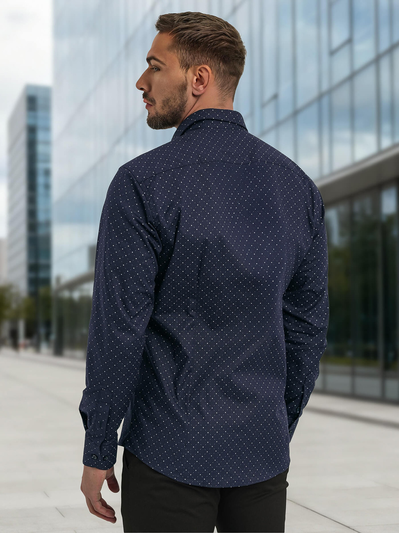 Koszula męska elegancka granatowa OZONEE V/V183