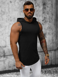 Koszulka bez rękawów z kapturem męska czarna OZONEE O/2537Z