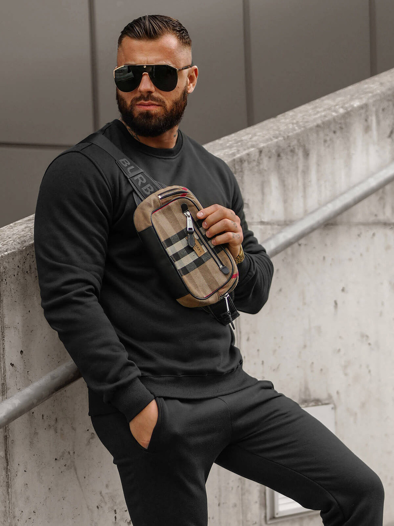 Komplet dresowy męski czarny OZONEE JS/68C10380/3Z