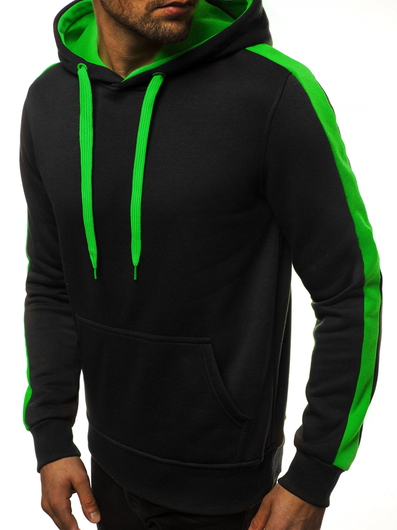Bluza z kapturem męska czarno-zielona OZONEE JS/2012