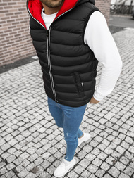 Kamizelka męska pikowana z kapturem czarna OZONEE N/6878/1Z