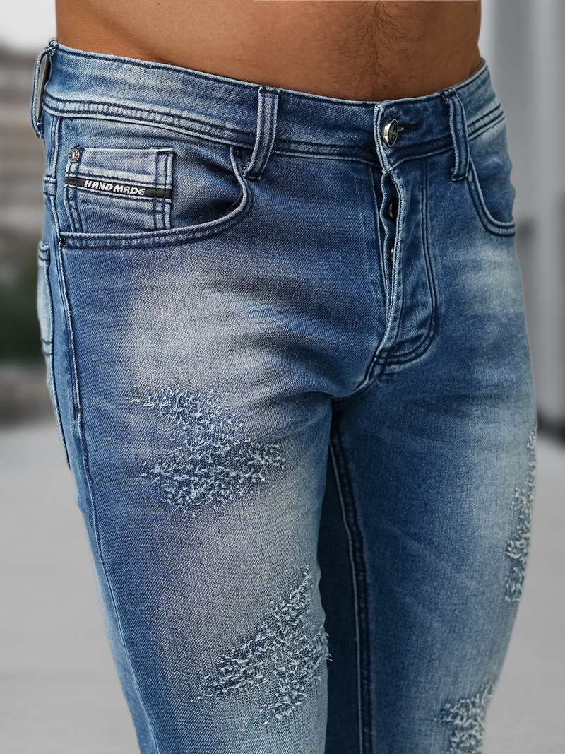 Spodnie jeansowe męskie slim fit niebieskie OZONEE NB/MP0009BZ