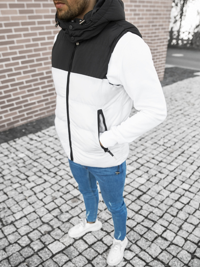 Безрукавка чоловіча Бiло-Чорна OZONEE JS/M1189/281