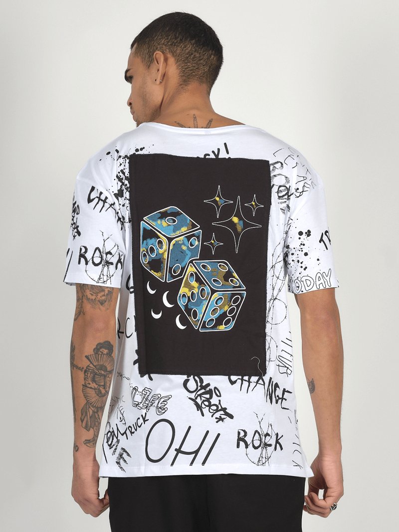 T-Shirt męski z nadrukiem biały OZONEE MR/21530