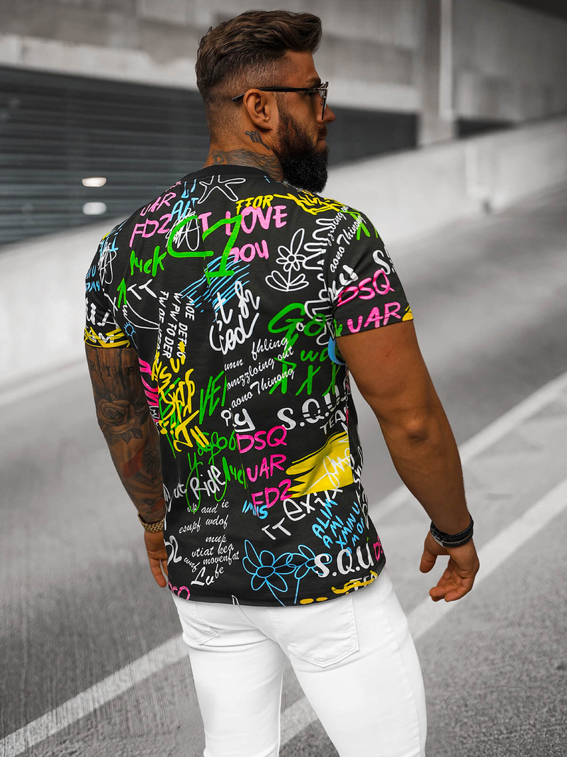 T-shirt męski czarny OZONEE JS/8T1202/3