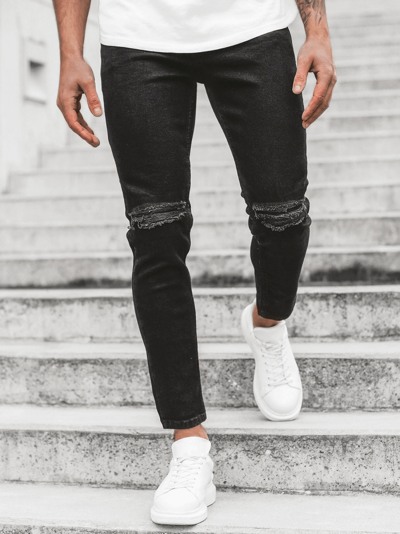 Spodnie jeansowe męskie czarne OZONEE O/649