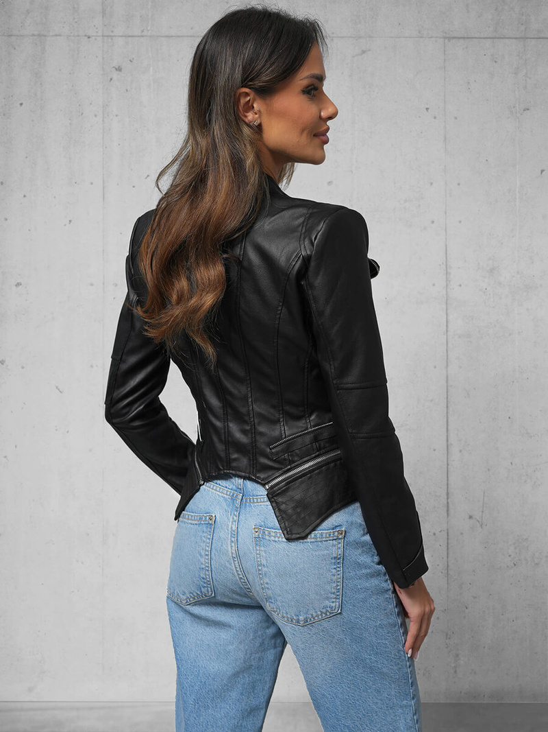 Kurtka skórzana damska czarna OZONEE JS/11Z8116