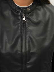 Жіноча шкіряна куртка Чорна OZONEE JS/11Z8008