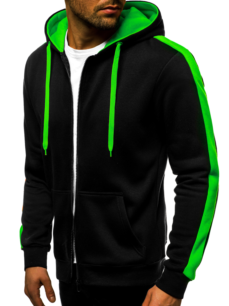 Bluza rozpinana męska czarno-zielona OZONEE JS/2015