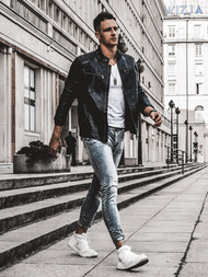 Spodnie męskie jeans niebieskie OZONEE T/7509