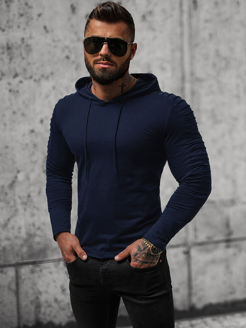 Футболка з довгим рукавом чоловіча tемно-cинiй OZONEE O/B258