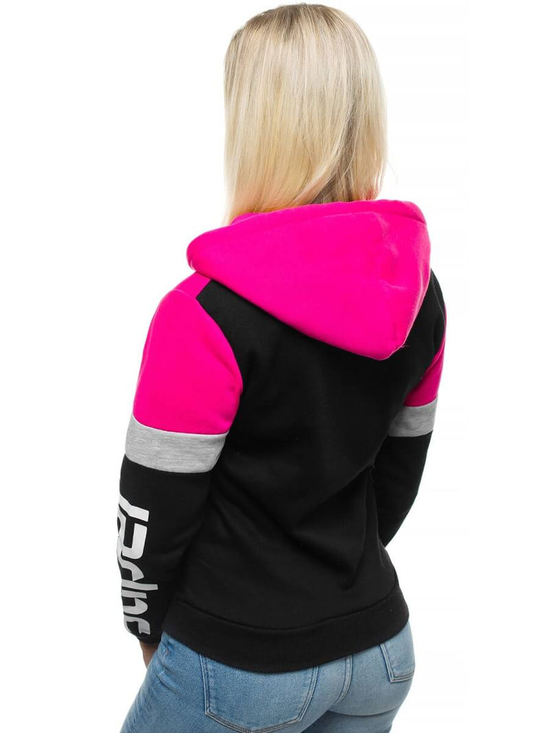 Bluza rozpinana z kapturem damska różowo-czarna OZONEE JS/KSW3014