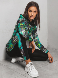 Komplet sportowy dwuczęściowy damski czarno-zielony OZONEE O/MS014Z