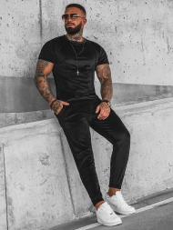 Komplet dresowy męski welurowy czarny OZONEE O/12135
