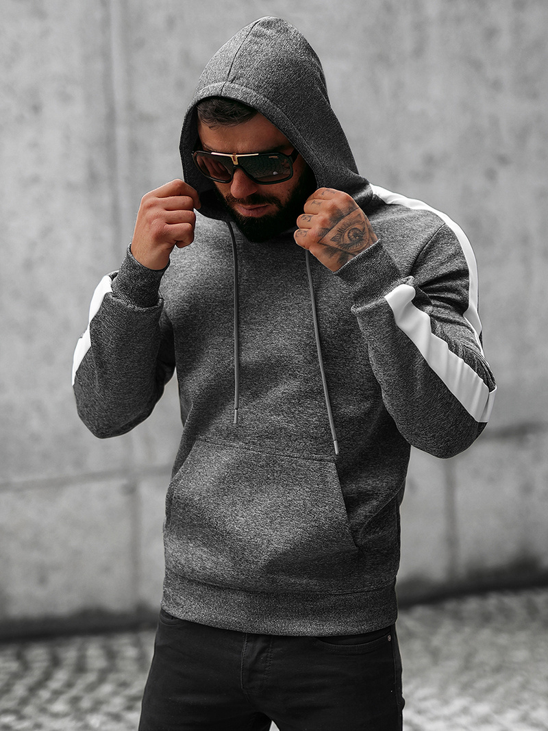 Bluza z kapturem męska grafitowa OZONEE O/8B153/5