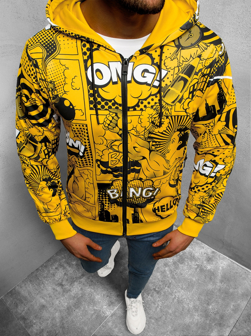 Bluza z kapturem rozpinana męska zółta OZONEE O/HM750Z