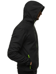 Kurtka softshell męska z kapturem czarna OZONEE JS/KS2190