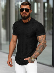 T-shirt męski slim-fit czarny OZONEE O/B1147