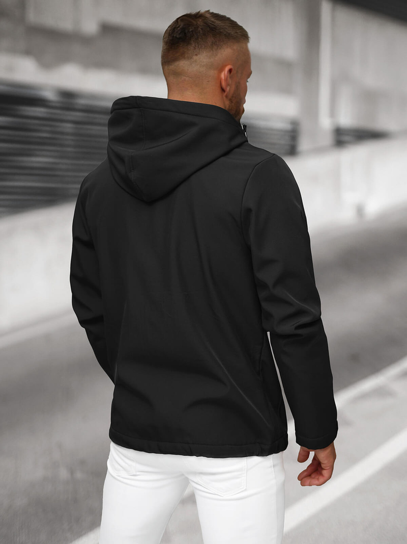 Kurtka softshell męska z kapturem czarna OZONEE JS/27B6513/3