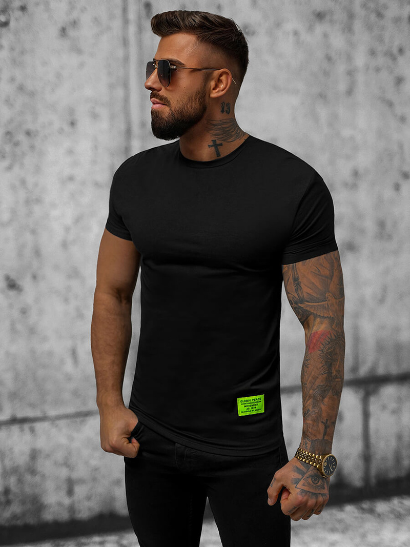 T-shirt męski slim fit czarny OZONEE NB/MT3057