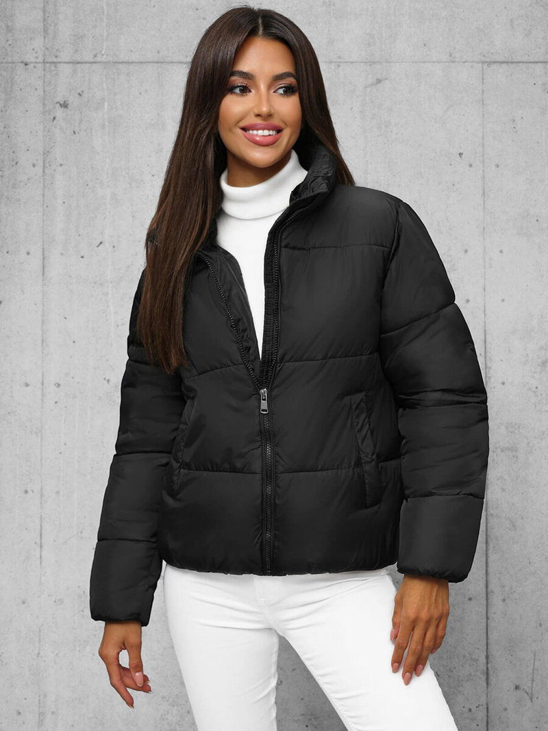 Kurtka zimowa damska pikowana czarna OZONEE JS/16M9187/392