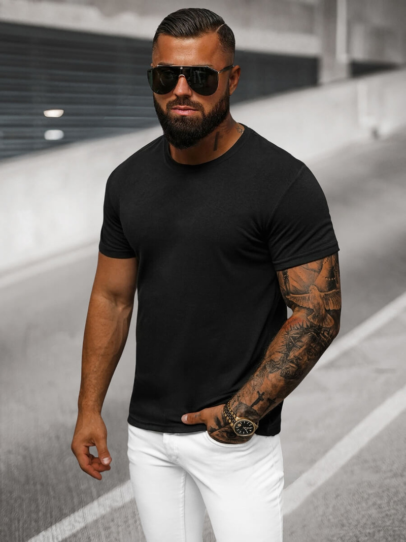 T-shirt męski czarny OZONEE O/T1277/3
