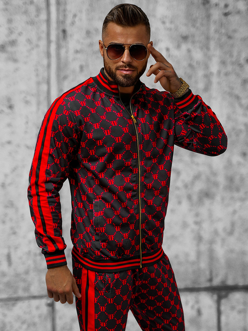 Спортивний костюм чоловічій Чорно-Червоний OZONEE O/12136