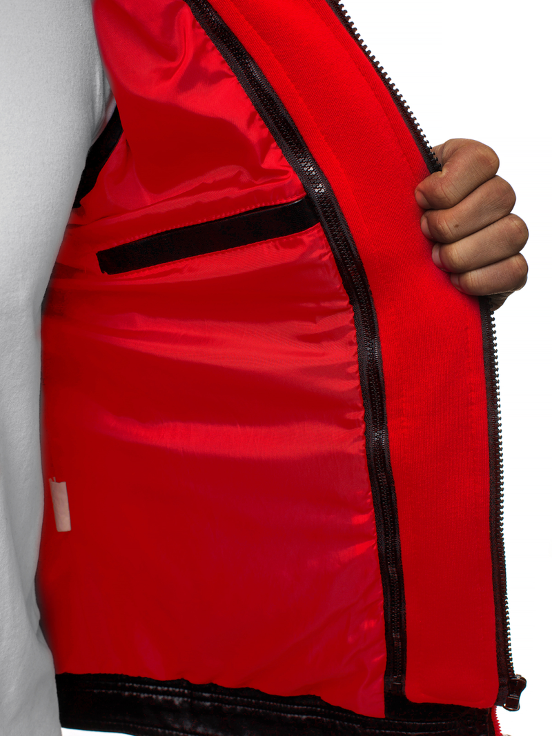 Kurtka skórzana męska czarno-czerwona OZONEE N/6129Z