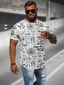 T-shirt męski z nadrukiem biały OZONEE O/P1347