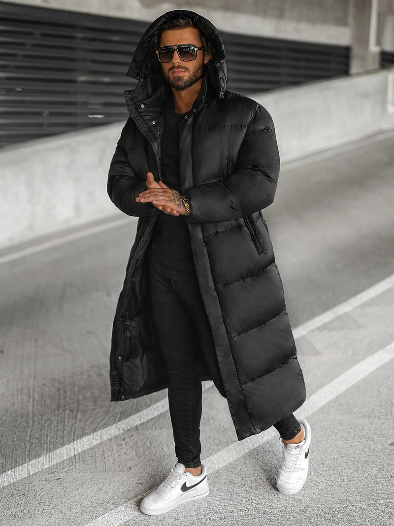 Kurtka zimowa męska długa czarna OZONEE O/M3202Z