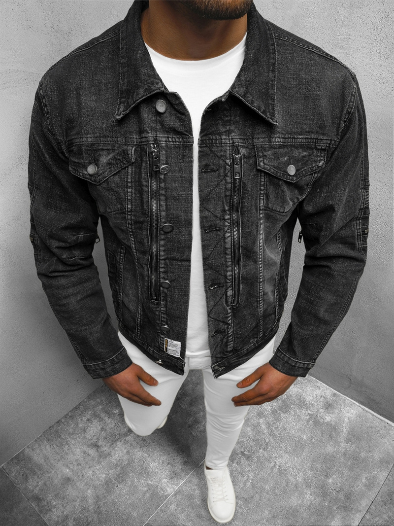 Чоловіча джинсова куртка Чорна OZONEE NB/MJ508N