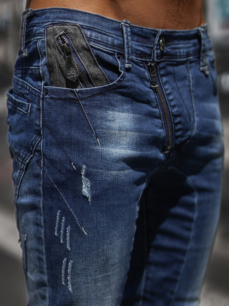 Spodnie jeansowe męskie ciemno-niebieskie OZONEE NB/MP0025B