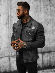 Kurtka męska jeansowa czarna OZONEE NB/MJ515N