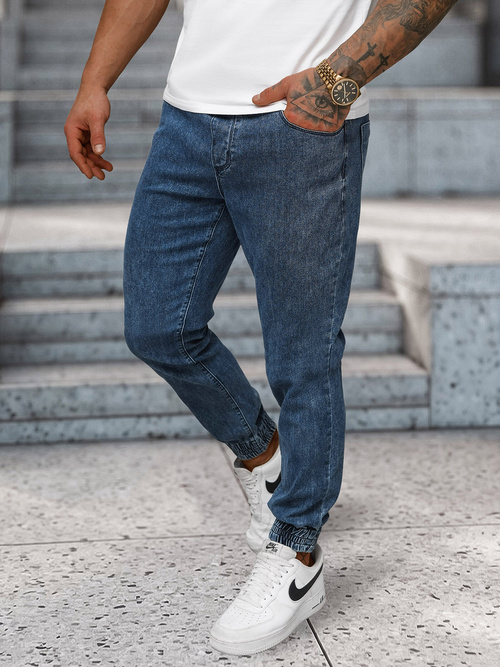 Spodnie jeansowe joggery męskie niebieskie OZONEE NB/MP0272BS