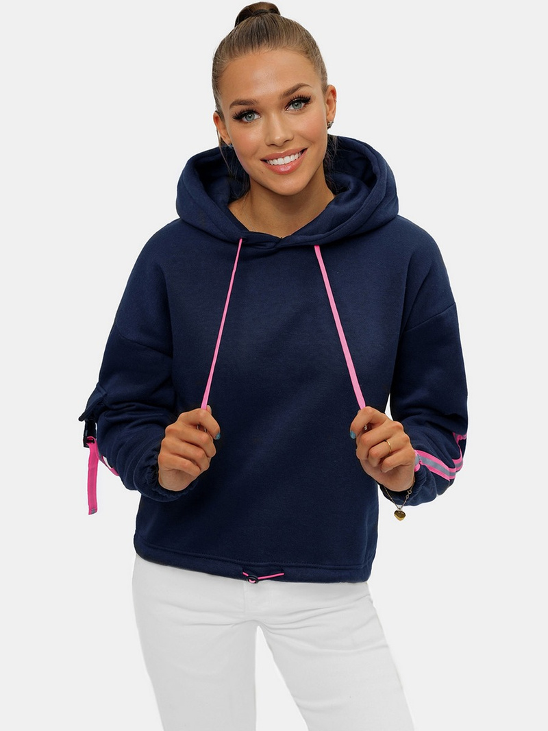 Bluza z kapturem damska granatowa OZONEE JS/B26031Z