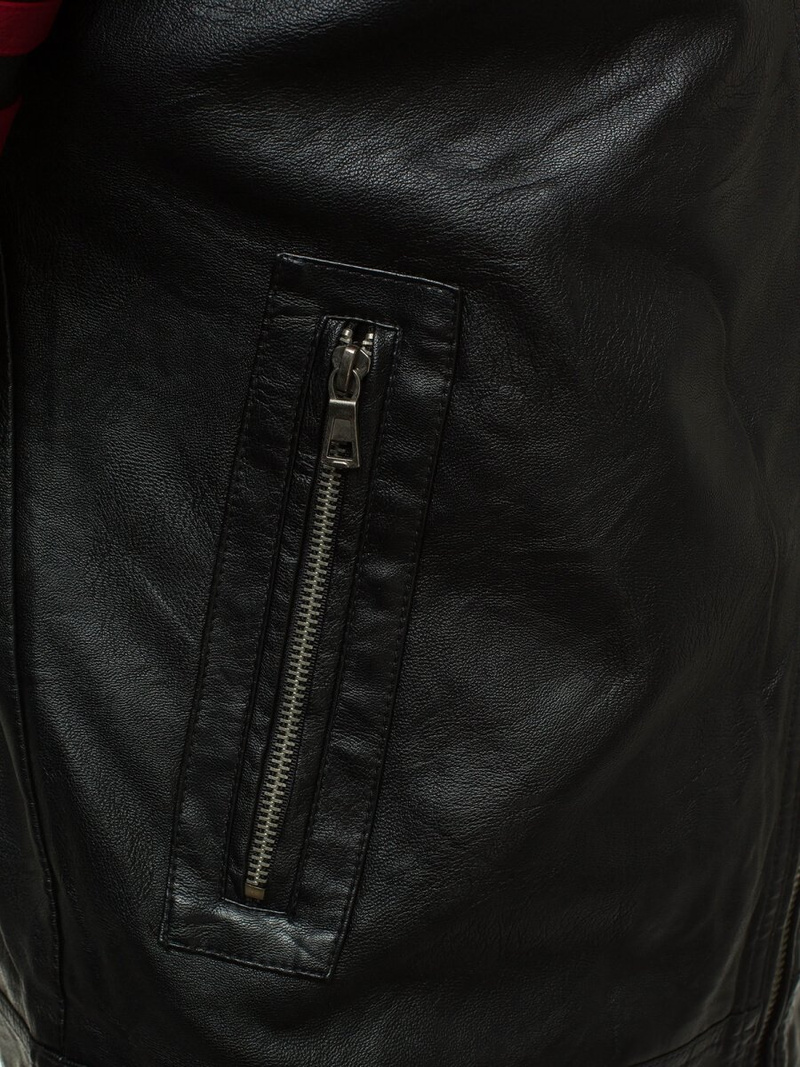 Куртка шкіряна чоловіча Чорно-Червона OZONEE YD/BF59359Z