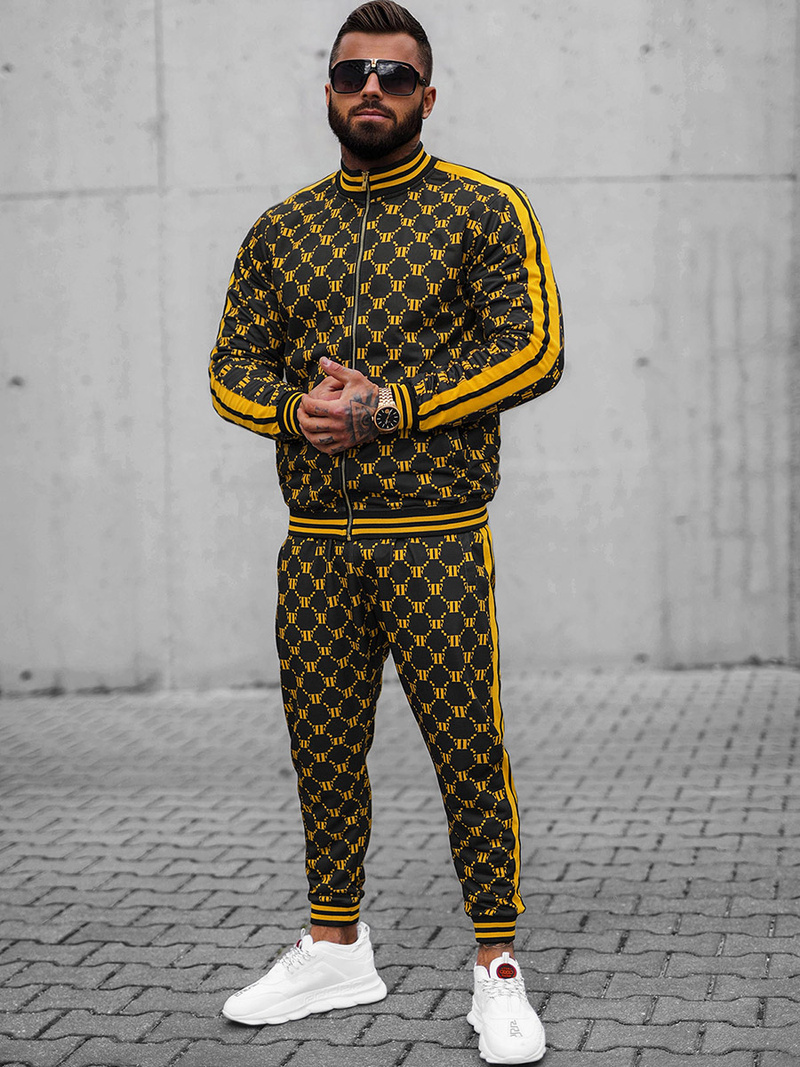 Komplet dresowy męski czarno-żółty OZONEE O/12136