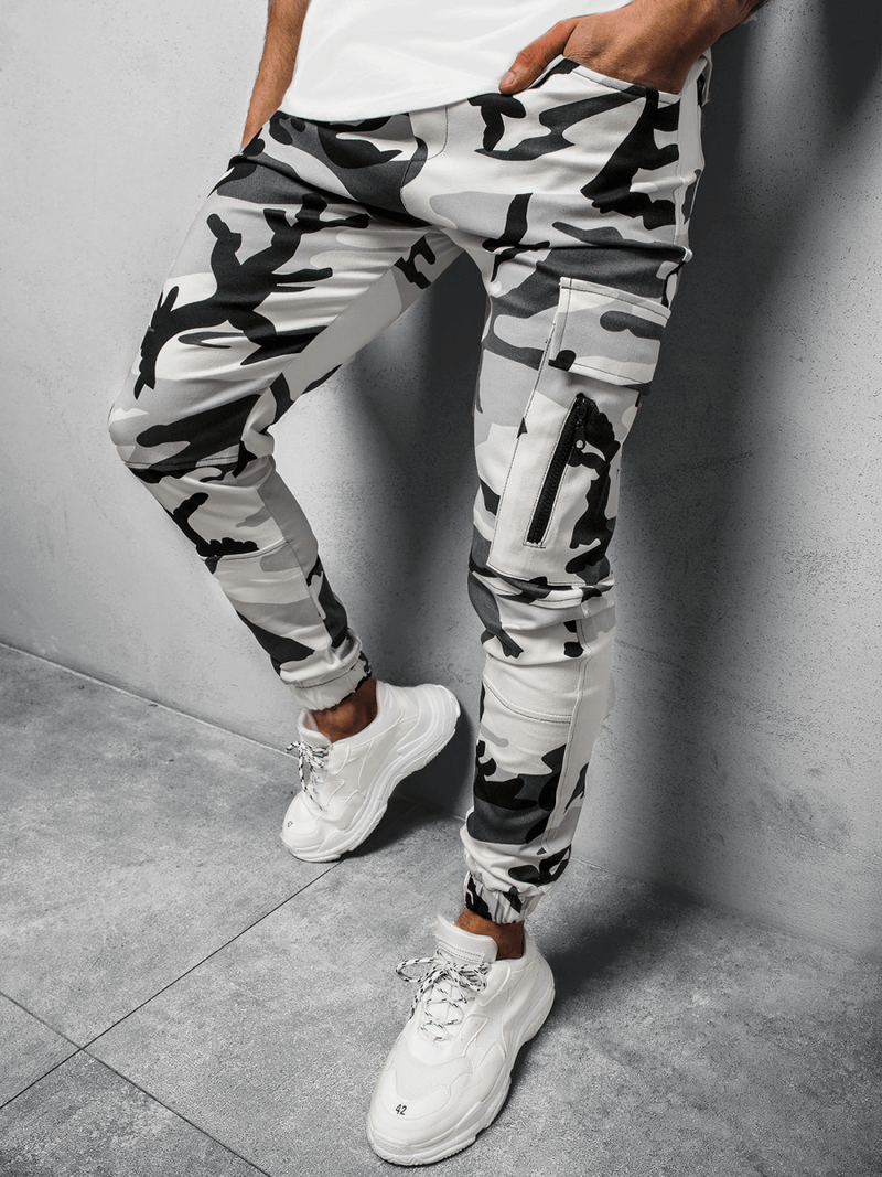 Spodnie męskie chino joggery czarno-białe OZONEE O/11104