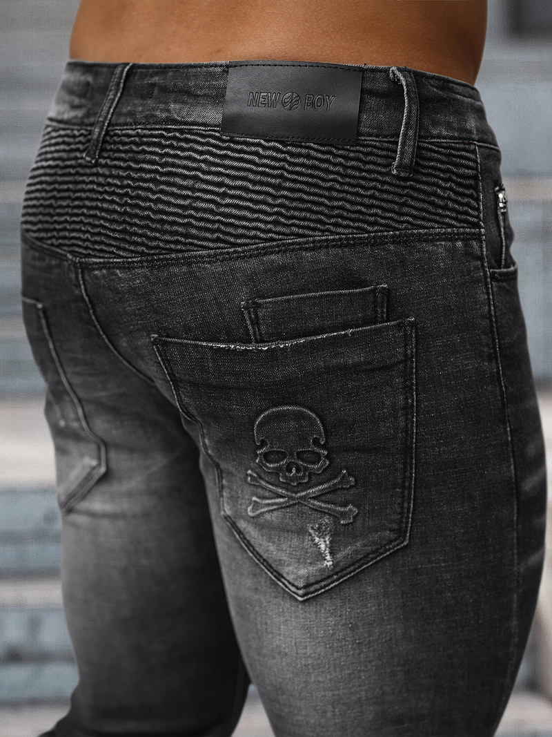 Spodnie jeansowe męskie slim fit czarne OZONEE NB/MP0070N