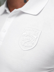 Koszulka męska polo z wyszywaną grafiką biała OZONEE NB/MT3142