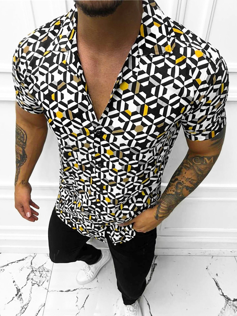 Сорочка чоловіча з коротким рукавом кольорова OZONEE E/1400/137