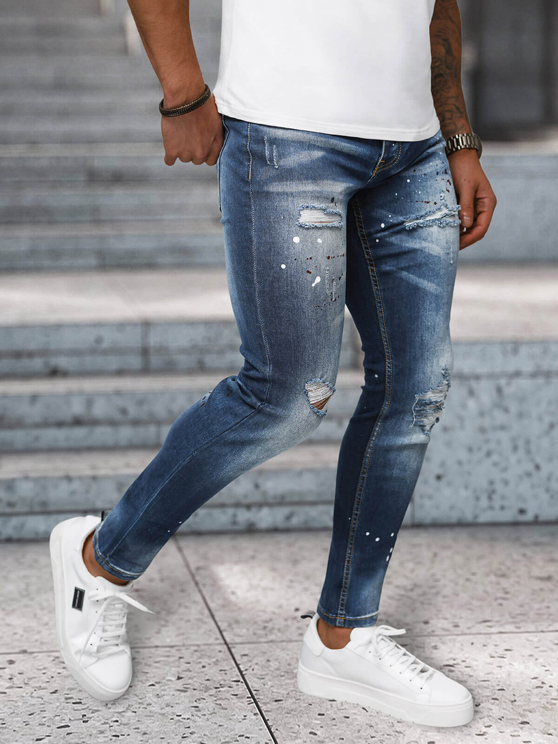 Spodnie jeansowe męskie ciemno-niebieskie OZONEE NB/MP0170BS