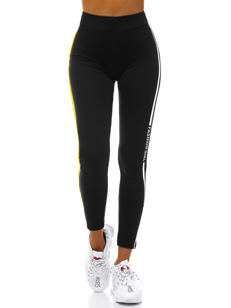Legginsy damskie czarno-żółte OZONEE O/82337