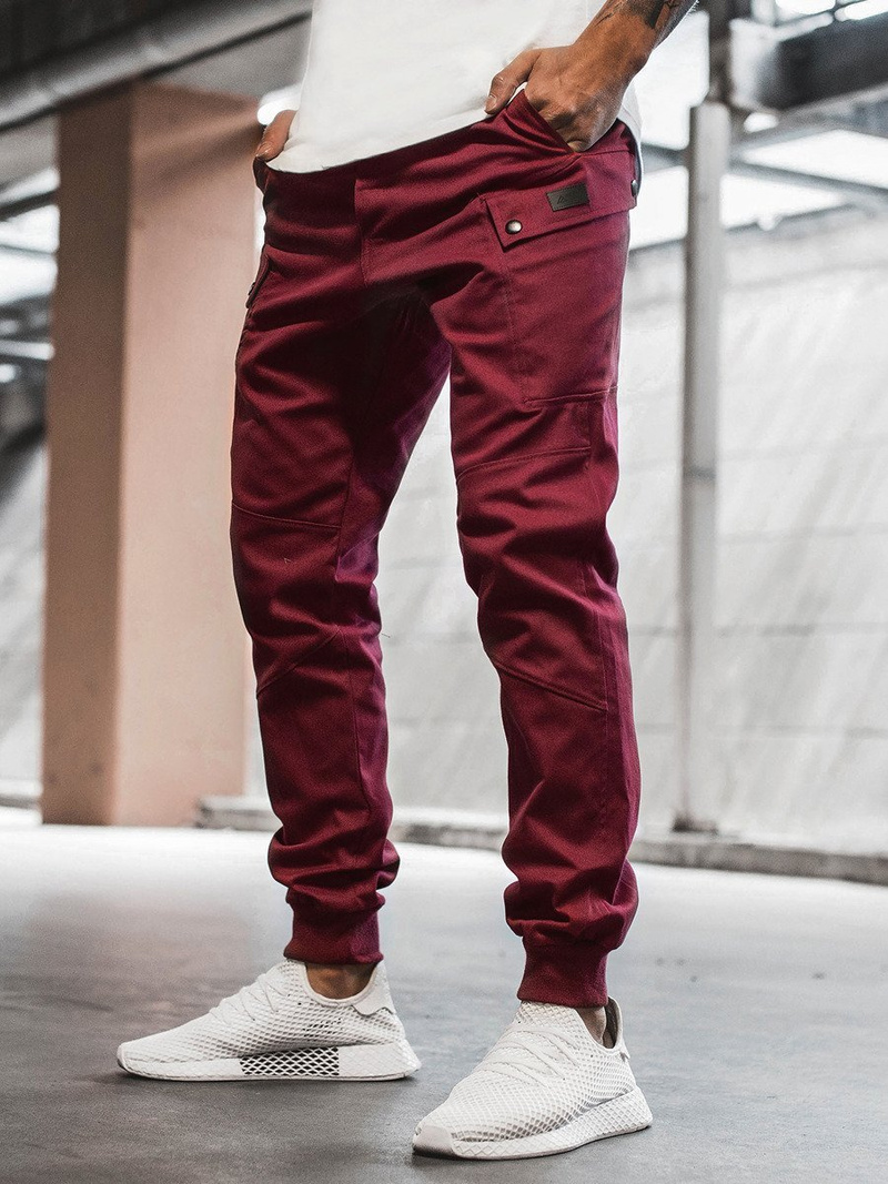 Spodnie męskie chino joggery bordowe OZONEE O/11103