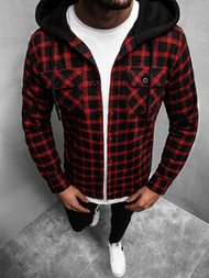 Koszula męska z kapturem czarno-czerwona OZONEE MACH/2022