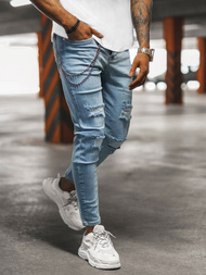 Spodnie jeansowe męskie jasno-niebieskie OZONEE DP/202