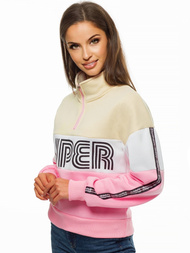 Bluza damska beżowo-jasnoróżowa OZONEE JS/B26019