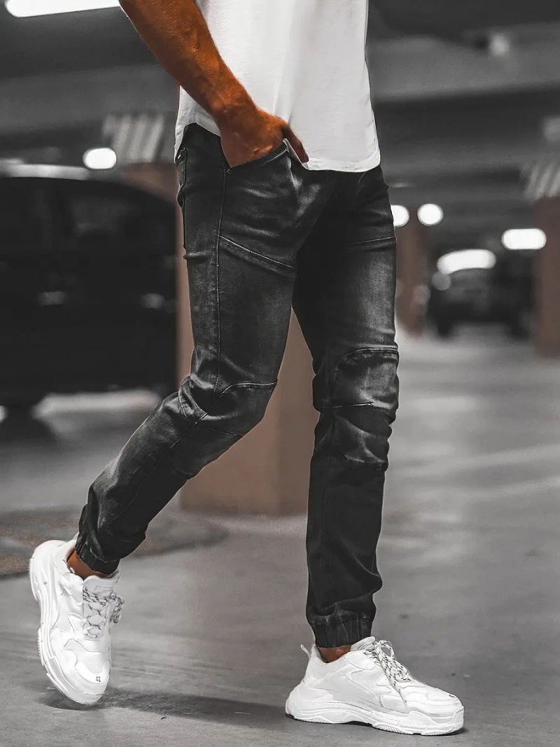 Spodnie jeansowe joggery męskie czarne OZONEE NB/MP0011NZ